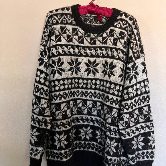Handmade Alpaca Sweater Black White XL - Picture 8 of 8